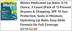 Blistex Medicated Lip Balm 3 Pack Order Summary