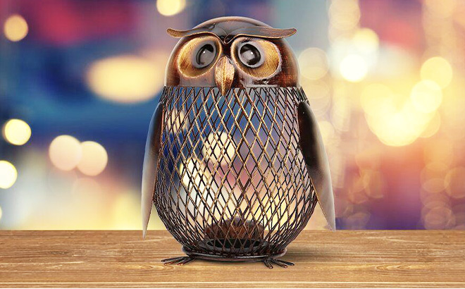 Owl Shaped Metal Coin Bank $10