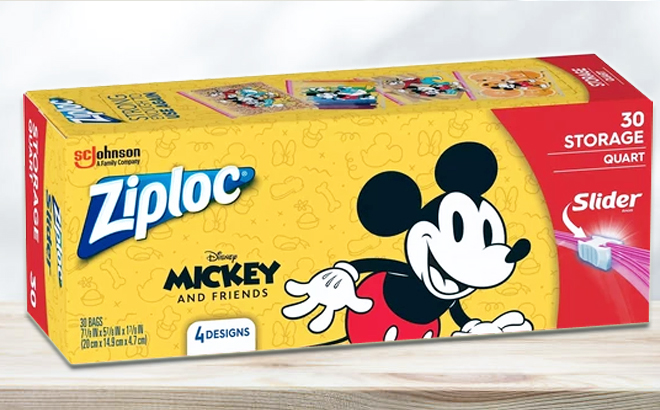 Ziploc® Brand Slider Storage Bags Disney's Mickey & Friends Designs, 30  Count, Food Storage Bags
