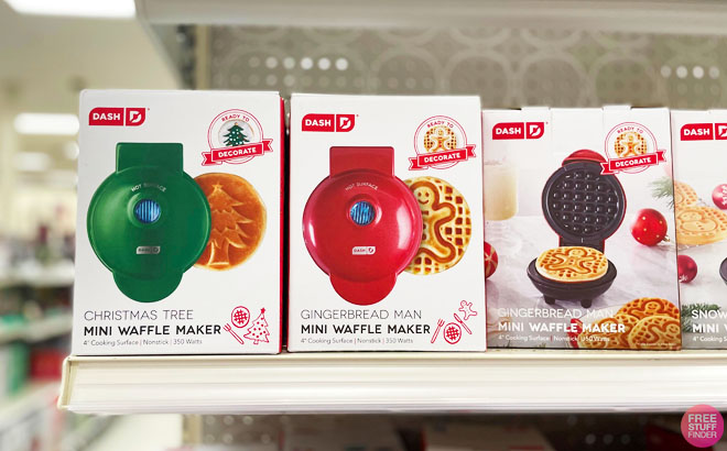 Dash Set of 3 Mini Pizzelle Makers(Holiday Print) 
