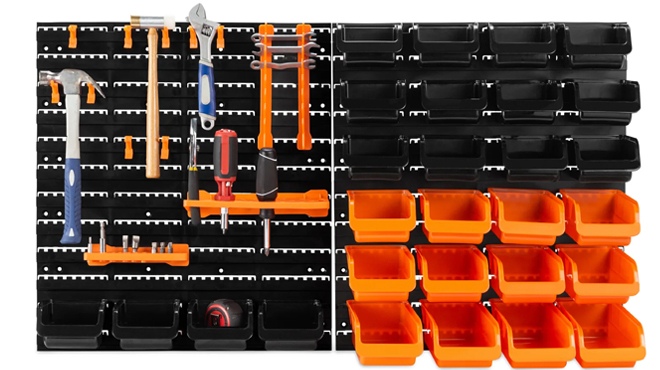 44 piece wall mounted garage storage organizer