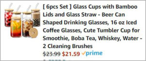 6 Piece Glass Cups and Straws Checkout page