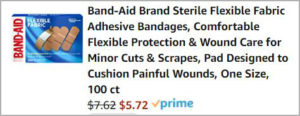 Band Aid Bandages checkout page