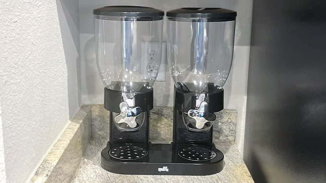 Black Dual Dry Food Dispenser