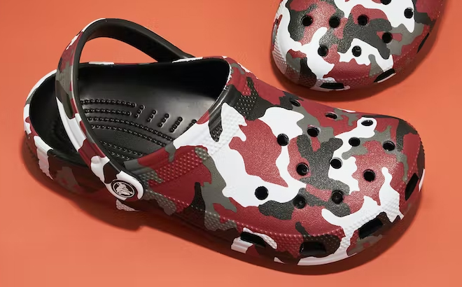 Crocs Kids Black and Red Camo Classic Clogs