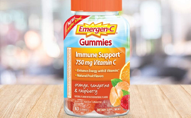 Emergen C 750mg Vitamin C 63 Count Gummies for Adults on a Table