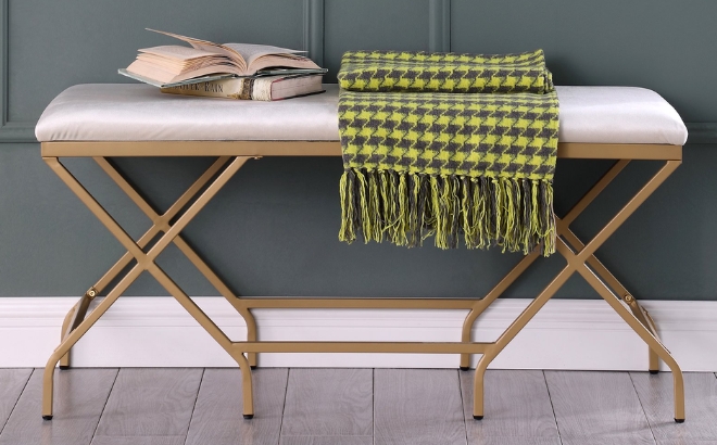 FirsTime Upholstered Rectangle Metal Bench