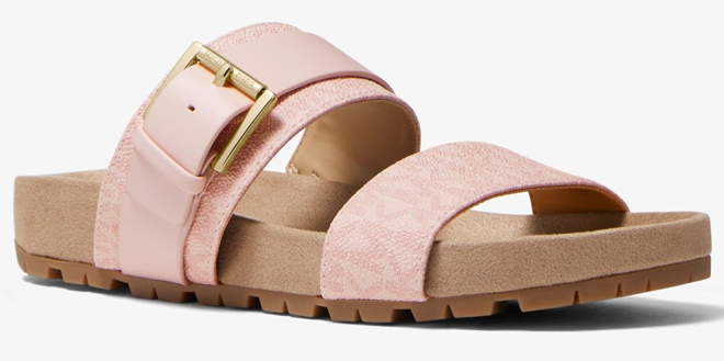 Michael Kors Mylah Logo and Leather Sandal