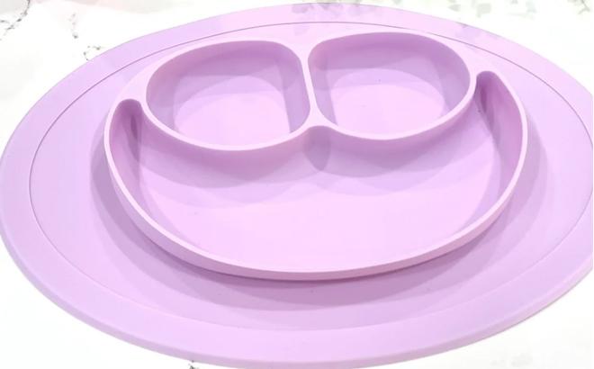 No More Spills Silicone Baby Plate Light Purple