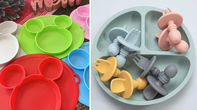 Nonslip Silicone Feeding Mat and Silicone Suction Plate Set