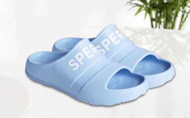 Light Blue Sperry Men's Float Slide Logo Sandals