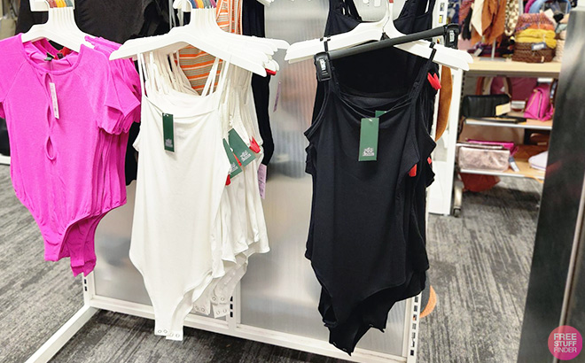 Wild Fable Womens Spaghetti Strap Bodysuits on a rack at Target 1