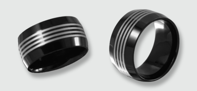 Zales Mens Striped Black Band Ring