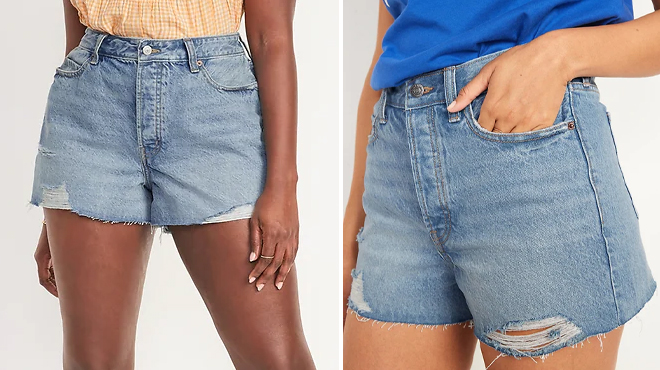 old navy womens high waste a line jean shorts
