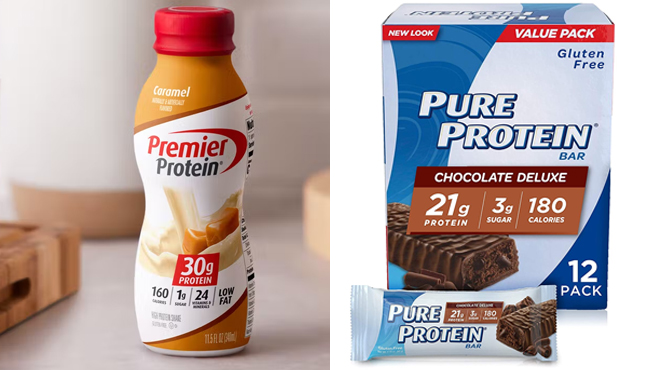 premier protein shakes and pure protein bars