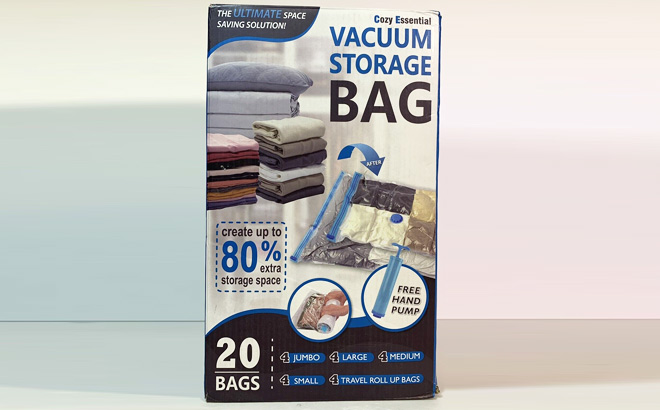 BRAMBLE 20 Premium Heavy Duty Vacuum Storage Bags with Hand Pump (2 Jumbo,  5 Large, 5 Medium, 8 Small)