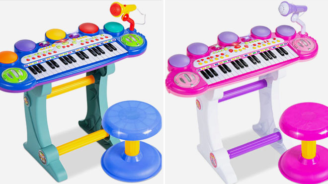 37 Key Kids Electric Keyboard with Microphone Stool 1