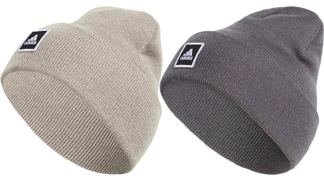 Adidas Beige and Grey Beanies