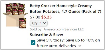 Amazon Betty Crocker Potatoes Checkout Screenshot