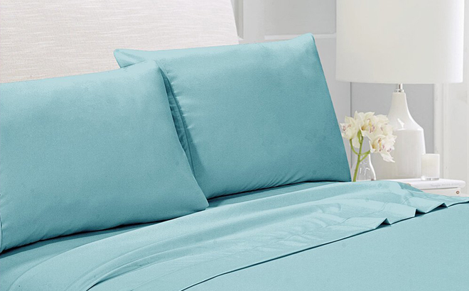 American Home Collection Aqua Microfiber Sheet Set