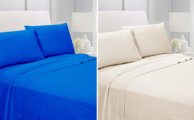 American Home Collection Blue Ivory Microfiber Sheet Set