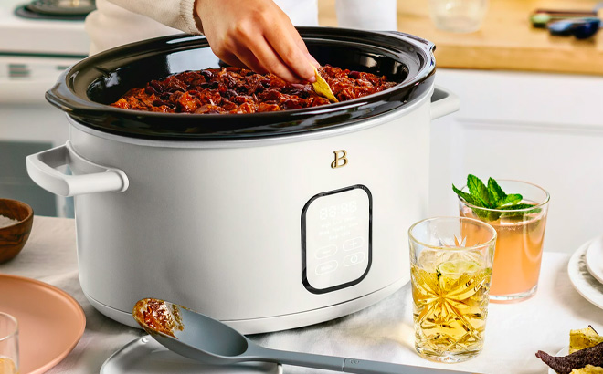 6 Quart Programmable Slow Cooker, White Icing by Drew Barrymore