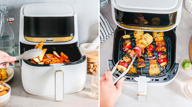 Bella Matte White Air Fryer with Food