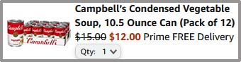 Campbells Vegetable Soup Checkout Summary