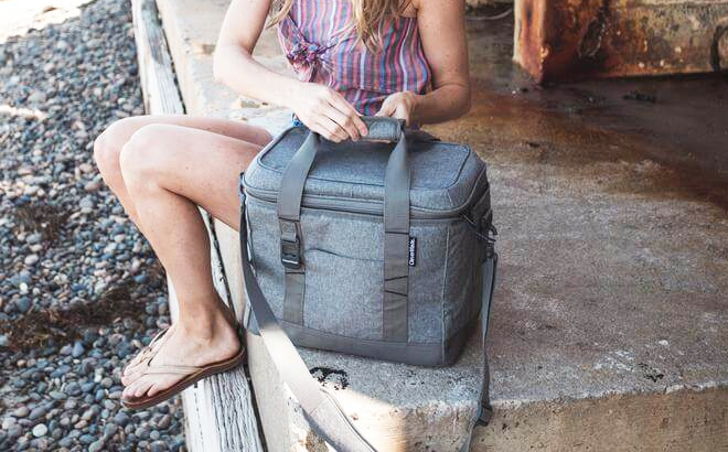 CleverMade Collapsible 30 Can Soft Cooler Bag with Woman