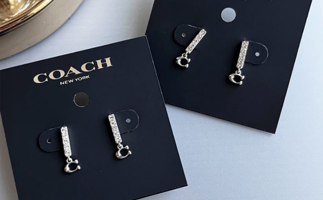 Coach Signature Pave Stud Earrings