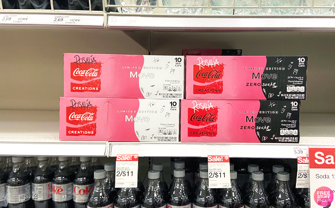 Coca Cola Move Rosalia 12 Pack Cans on a Shelf