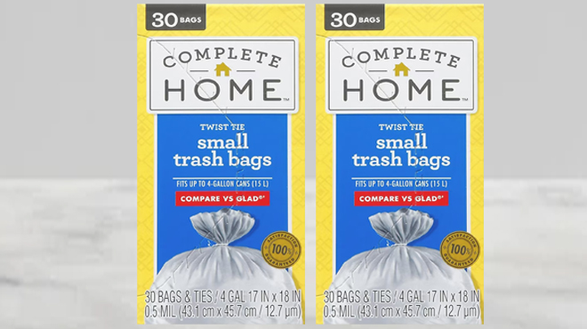 Complete Home Drawstring Trash Bags 4 Gallon