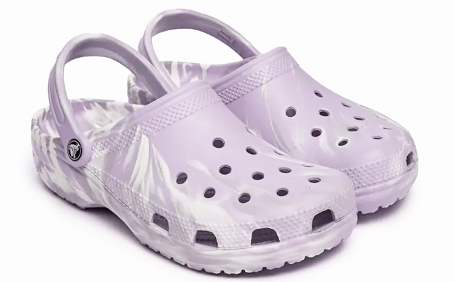 Crocs Adult Lavender White Marbled Classic Clogs