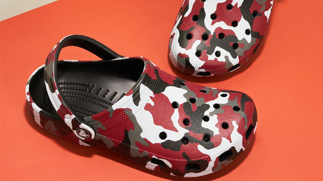 Crocs Kids Black Red Camo Clogs