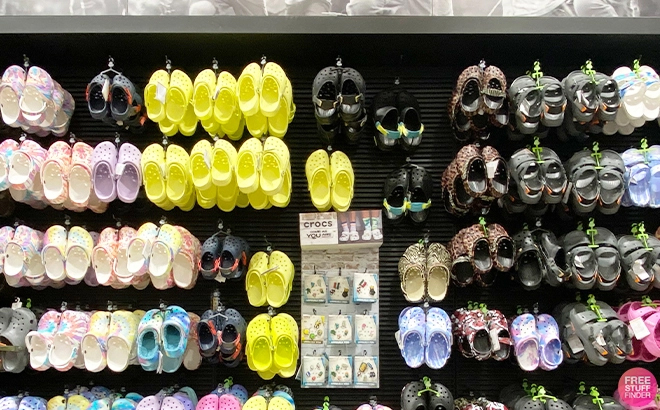 Crocs Marbled Classic Clogs On A Rack