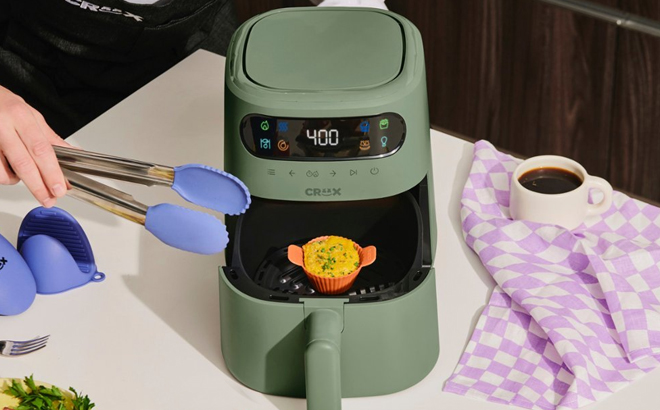 Crux 3 Quart Digital Air Fryer in Stuffed Olive Color