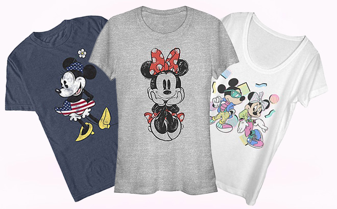 Disney Minnie Mouse Athletic Heather Sitting Minnie Sketch Tee Women