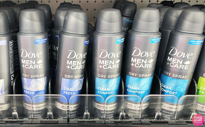 Dove MenCare Dry Spray Deodorant on a Shelf