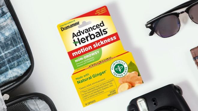 Dramamine Advanced Herbals Non Drowsy Motion Sickness Relief Made with Natural Ginger 18 Count