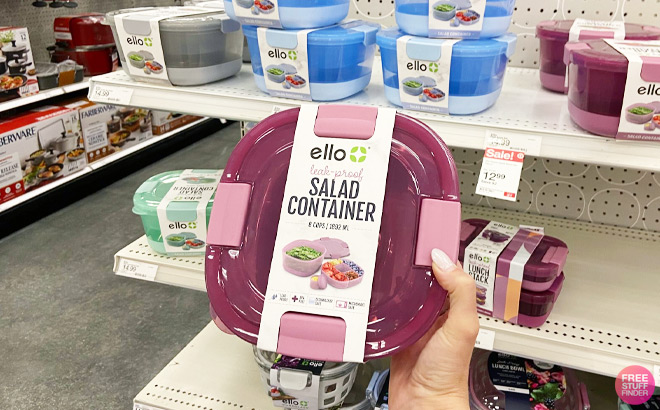Ello Plastic Salad Bento Set Mauve