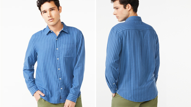 Free Assembly Mens Stripe Shirt on a Model