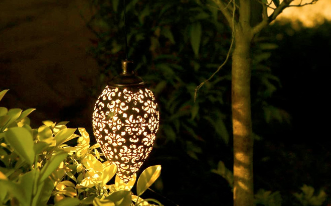 Hanging Solar Lights Solar Lantern LED Moroccan Garden Lights Metal Lamp