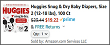 Huggies Snug Dry Baby Diapers 100 Count Checkout