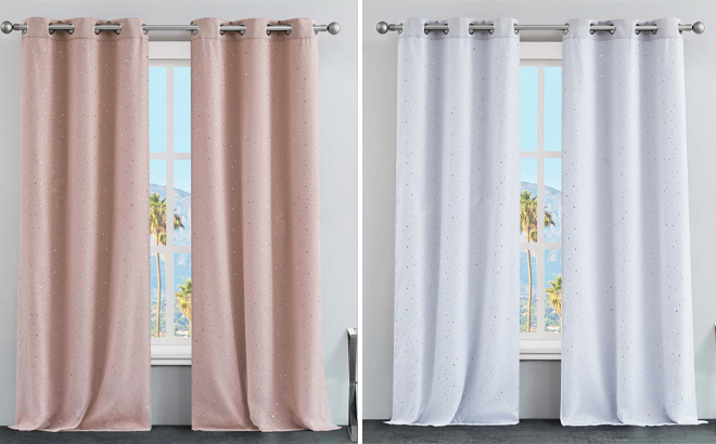 Juicy Couture Melody Room Darkening Curtain Panel Set of 2 Blush White Colors