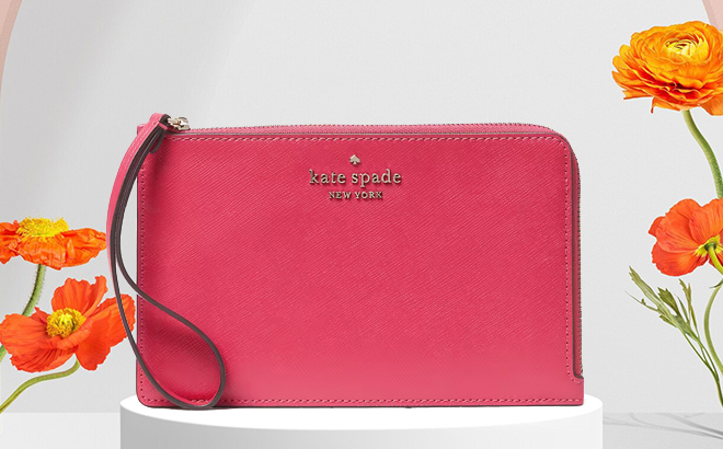 Kate Spade Tropical Pink Staci Medium L Zip Wristlet