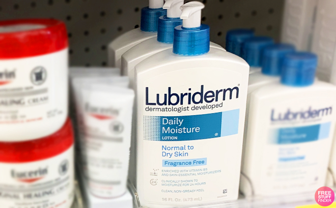 Lubriderm Full Body Lotion on a Shelf