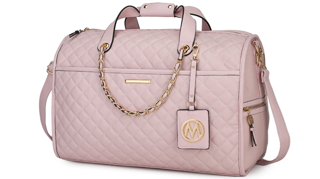 MKF Vegan Leather Duffle Handbag in Pink Color