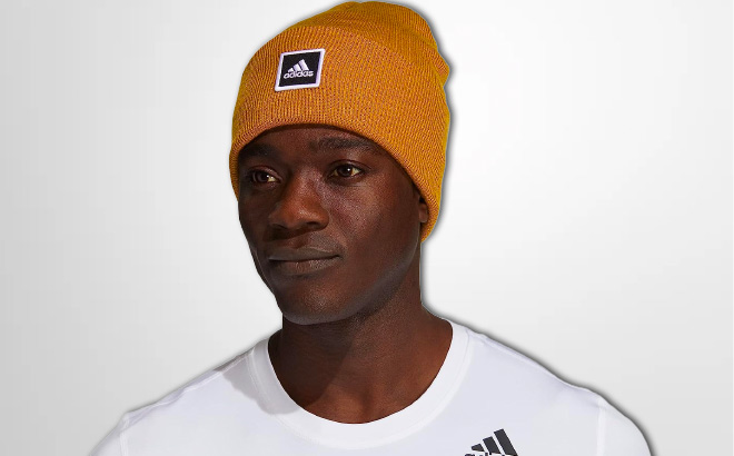 Male Model Wearing Adidas Brown Beanie