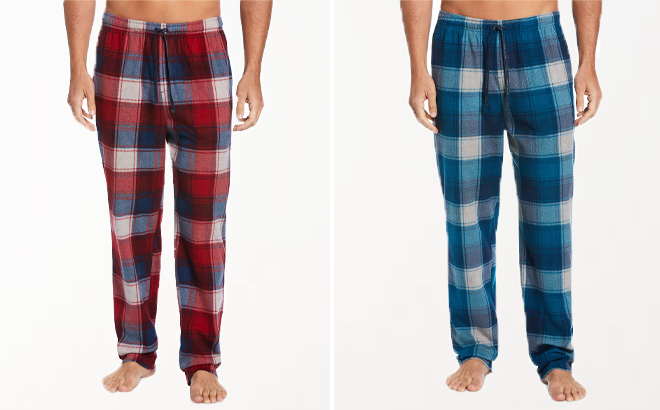 Mens Heather Plaid Pajama Pants on a Gray Background