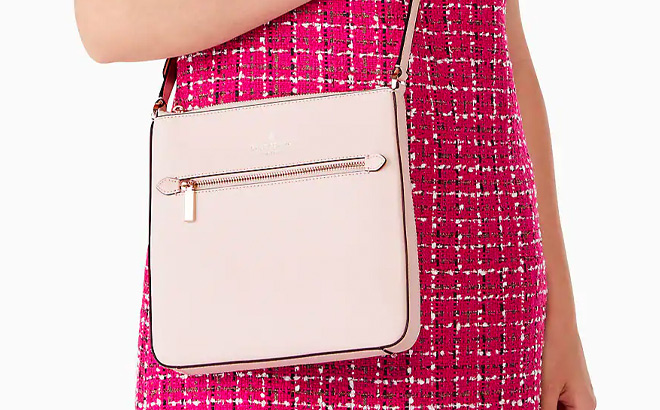 Model Wearing Kate Spade Chalk Pink Crossbody